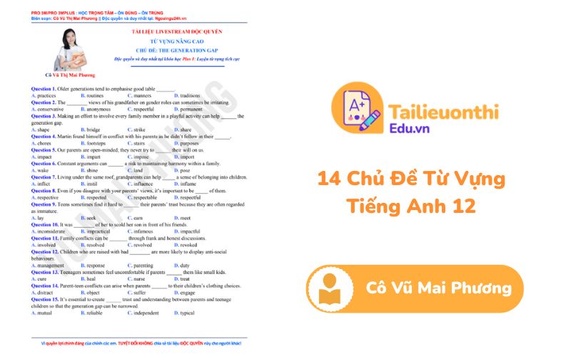 14 Chủ Đề Từ Vựng Tiếng Anh Cô Mai Phương PDF